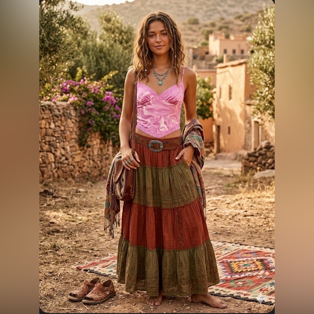 Wild fable top in size small bohemian , western chic festival ready top!